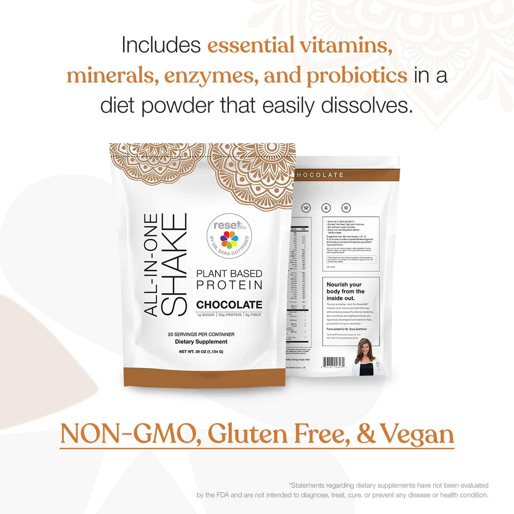 Chocolate Plant Based Protein Meal Replacement Shake, 20 Servings, 33.3oz, Pack of 2 A391481