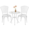 3 Piece White Patio Bistro Set with Umbrella Hole R7366
