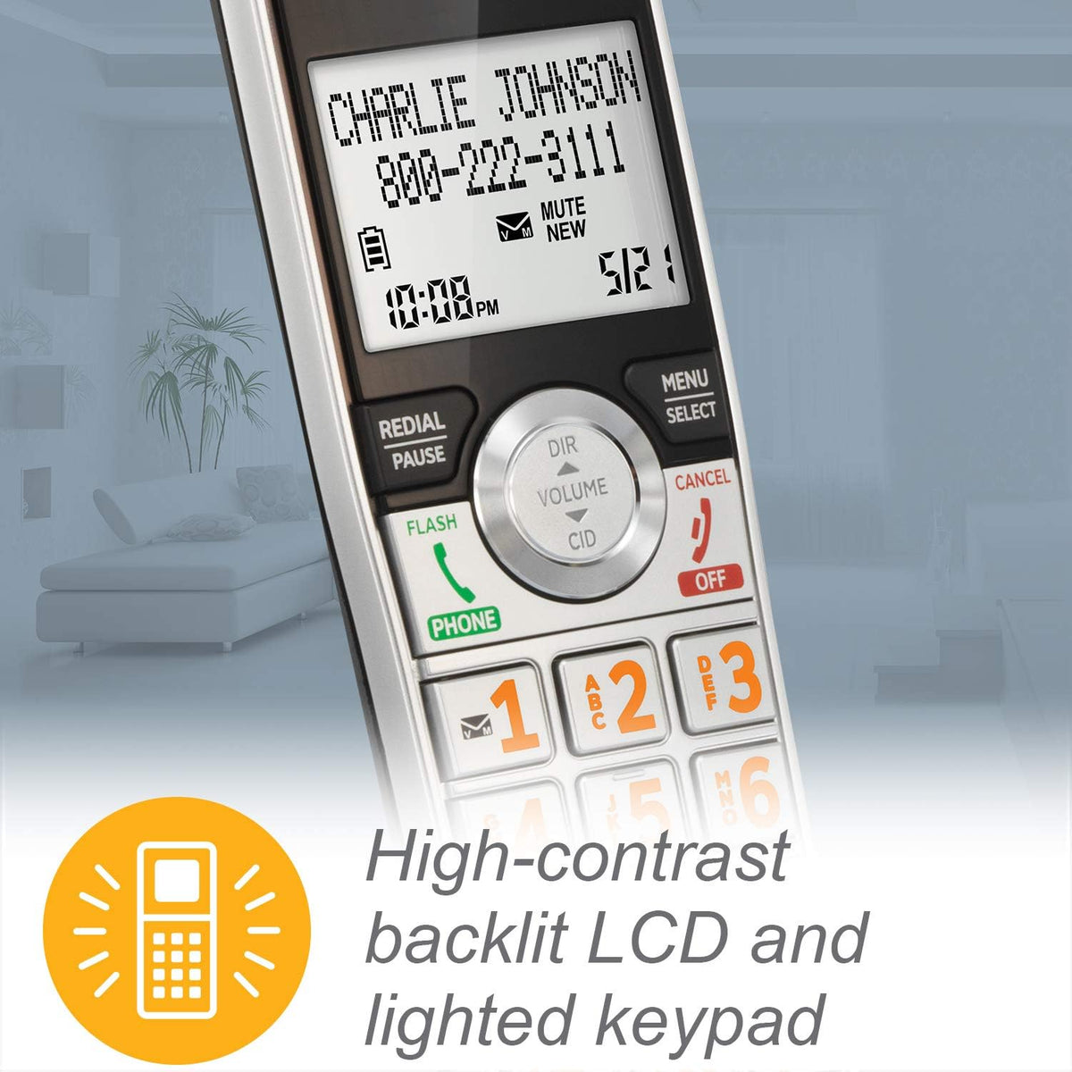 Black/Silver DECT 6.0 Corded/Cordless Phone with 1 Handset H2002