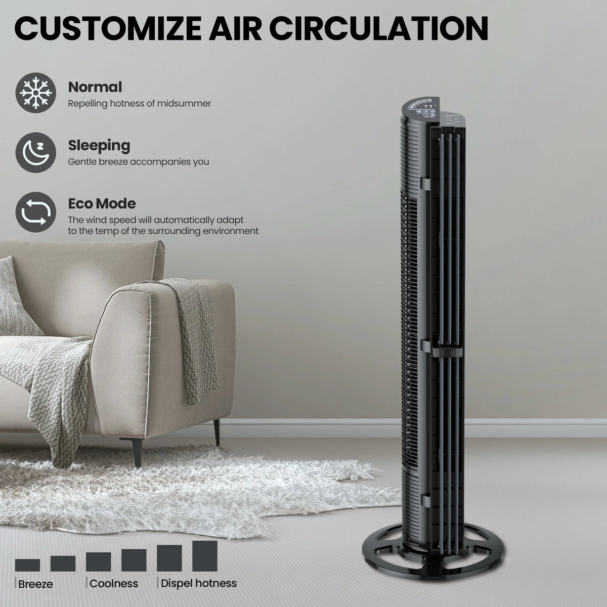 40in Tower Fan with Remote Control, 6 Speeds, Black R15894