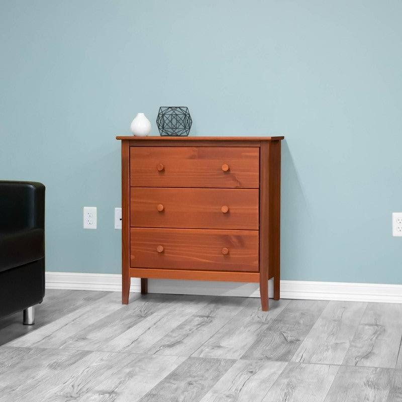 Solid Pine 3-Drawer Chest, Pecan Brown H40140