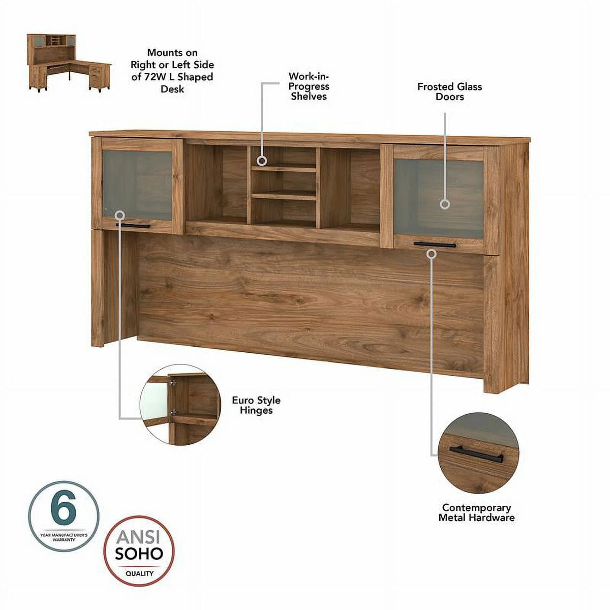 Engineered Wood Sit to Stand Desk Set with Bookcase D7073