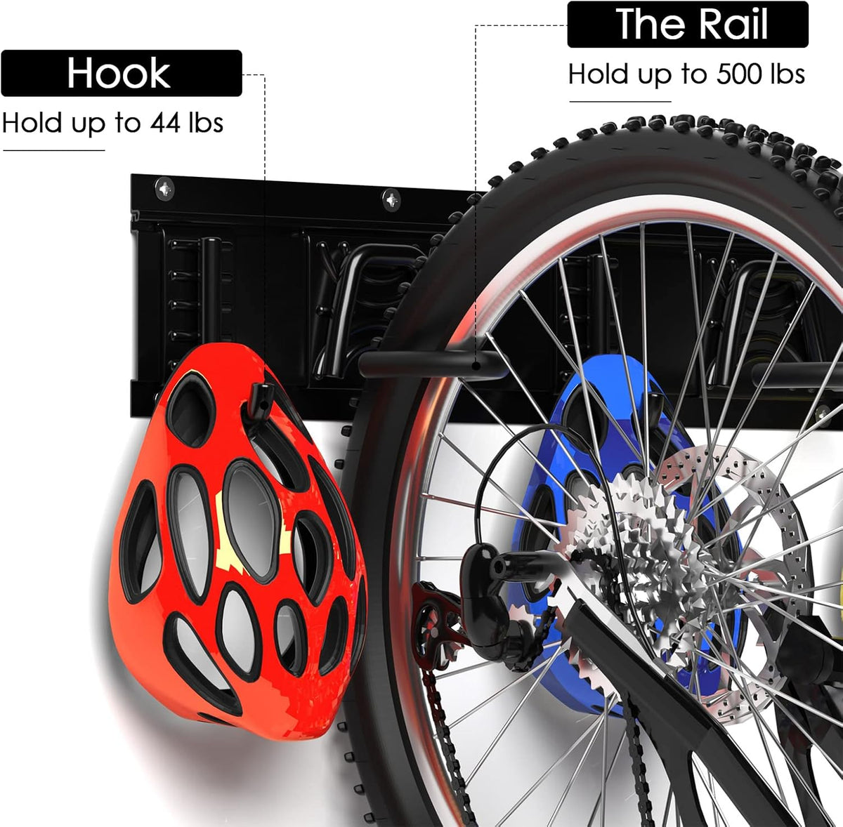 Wall Mount Bike Rack for 6 Bicycles with Adjustable Bike Hooks, Pack of 2 X20436