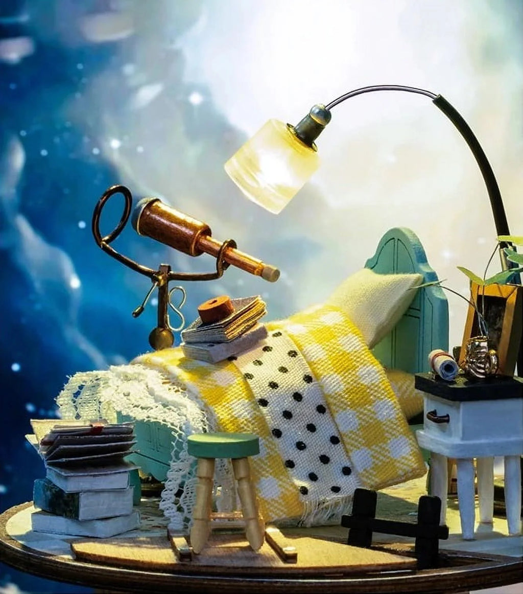 DIY Miniature Dollhouse Kit with LED Lights Wooden Building Kit R57340