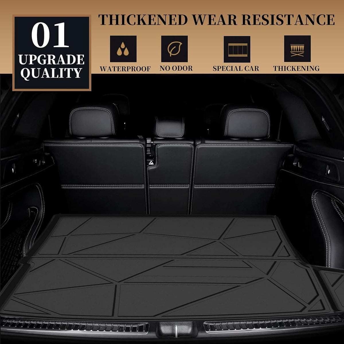Black TPO Waterproof Rear Cargo Tray Trunk Floor Mat E137