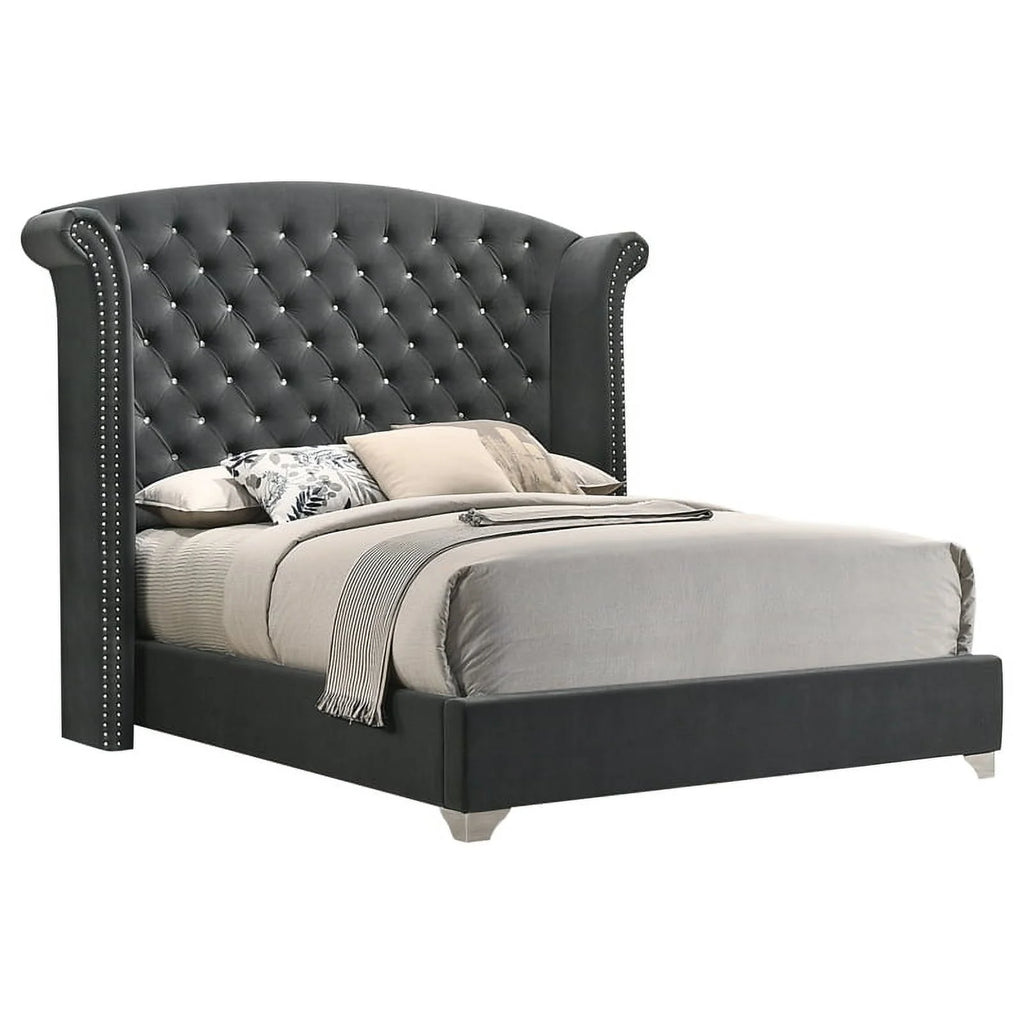 4-piece Queen Tufted Upholstered Bedroom Set Grey K650500
