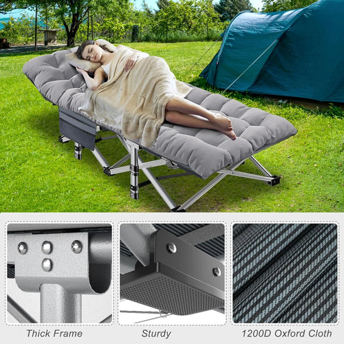 2 Pack Folding Camping Cot with Mattress and Carry Bag D850016