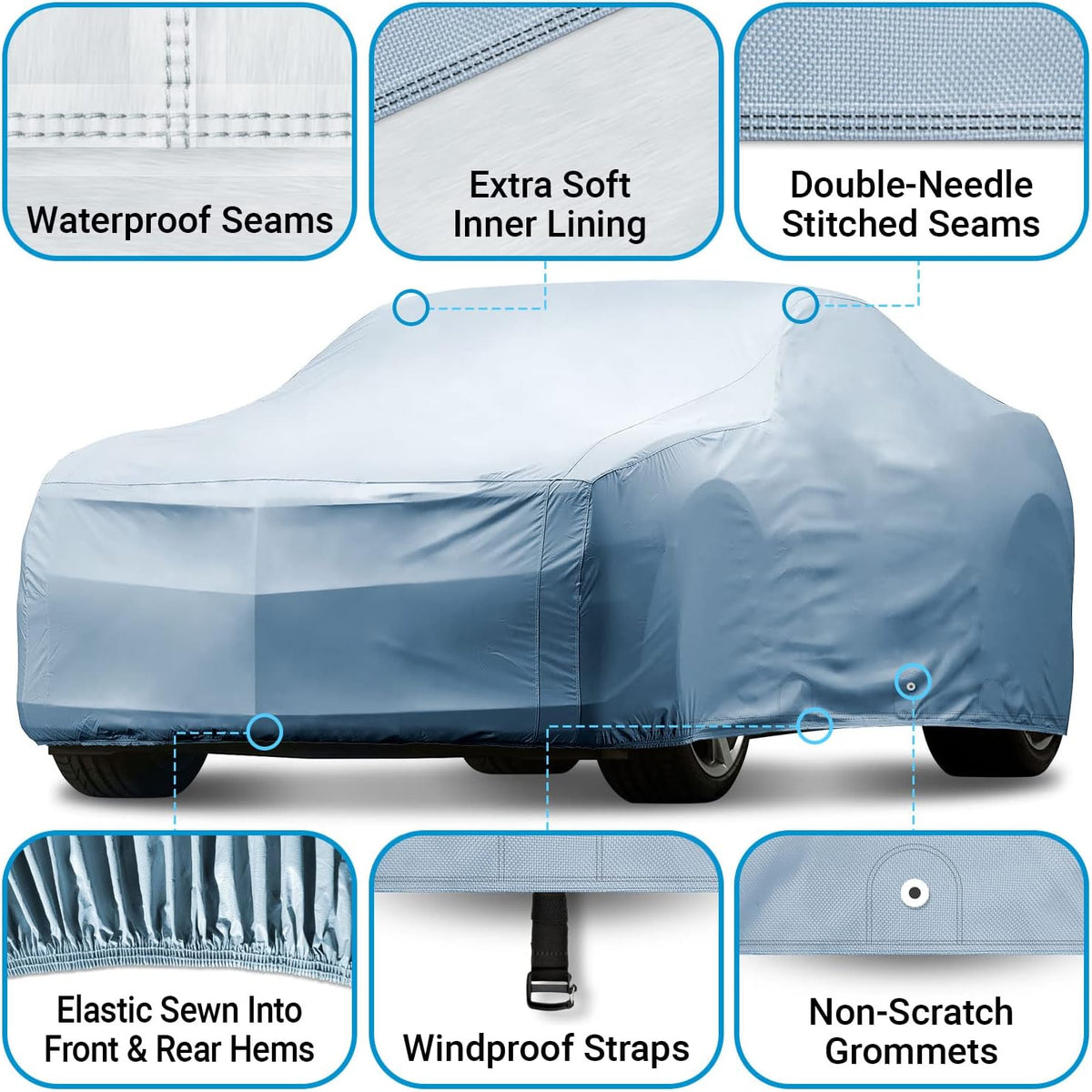 Ford Mustang 2015-2022 Full Car Cover Waterproof All Weather Custom Outdoor Indoor Padded Cover with Straps U8999