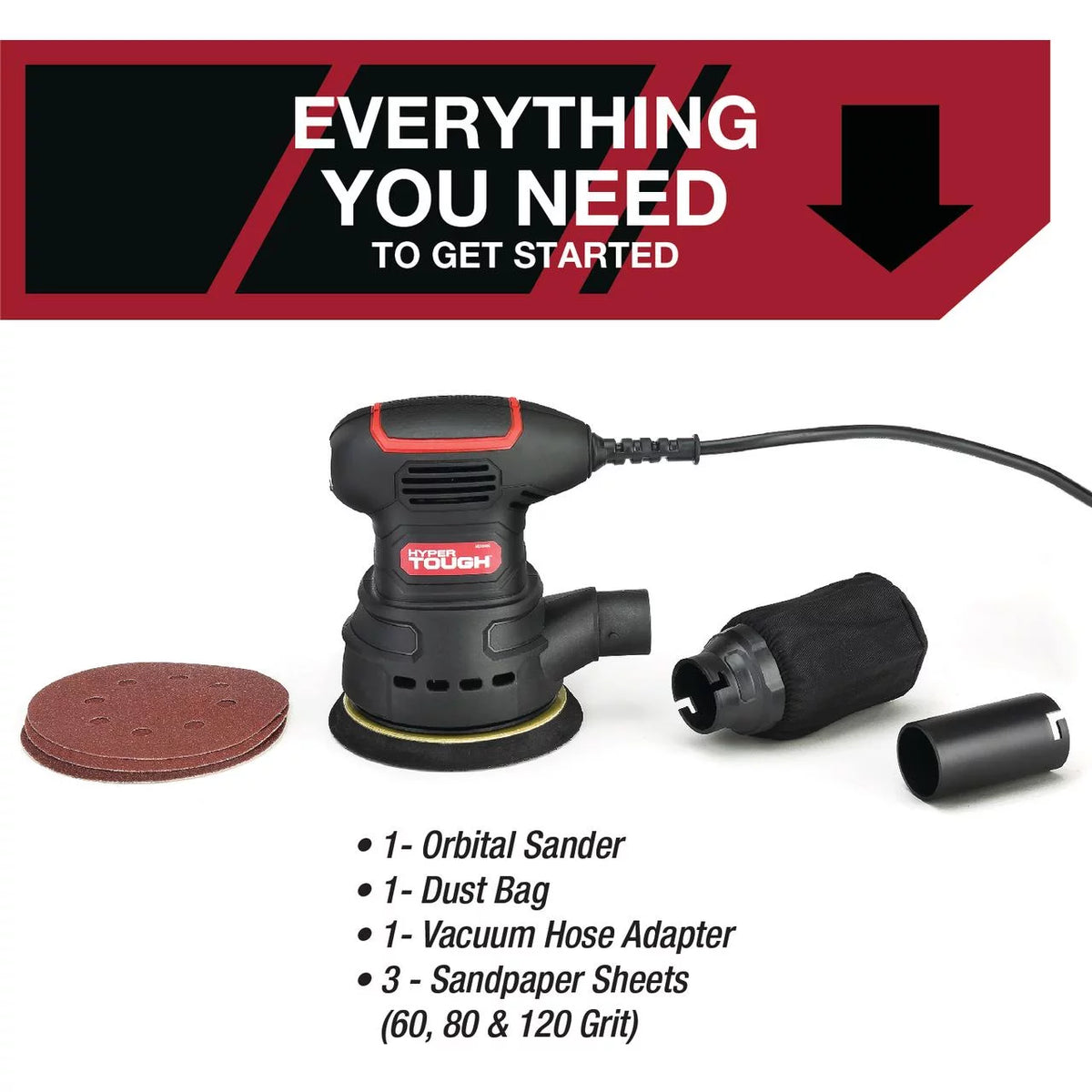 2.5 Amp Corded 5 inch Orbital Sander with Dust Bag T775582