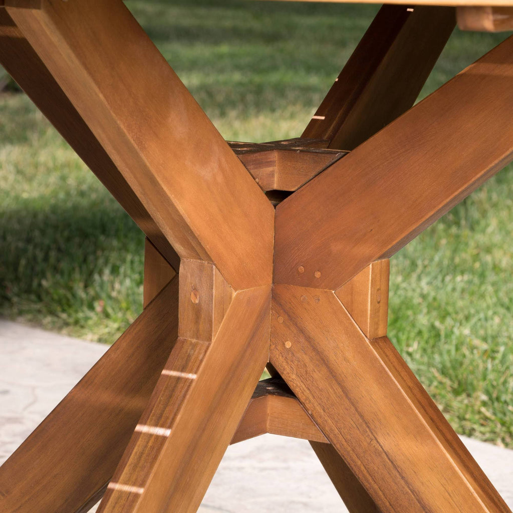 Brown Acacia Wood Round Dining Table G417045