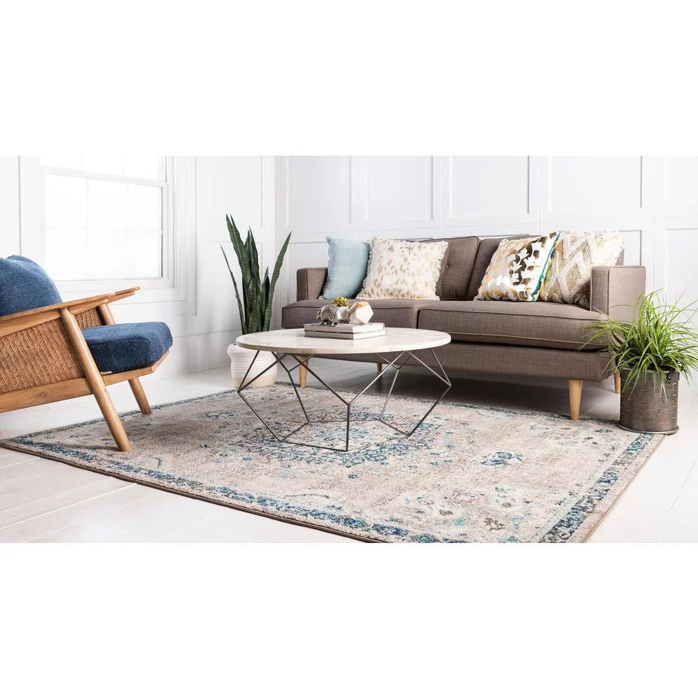Gray Beige Medallion Rug 3' 3" x 5' 3" K5646