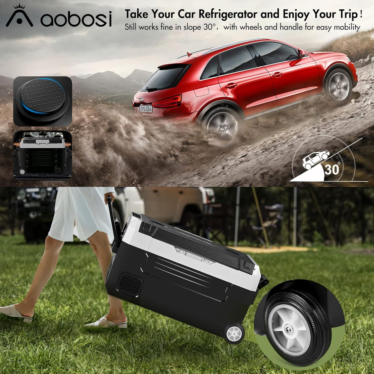 Portable Car Refrigerator 37 Quart Dual Zone Compressor Cooler B36565