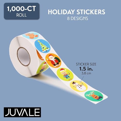 1,000-Piece Self-Adhesive Round Christmas Stickers C2206