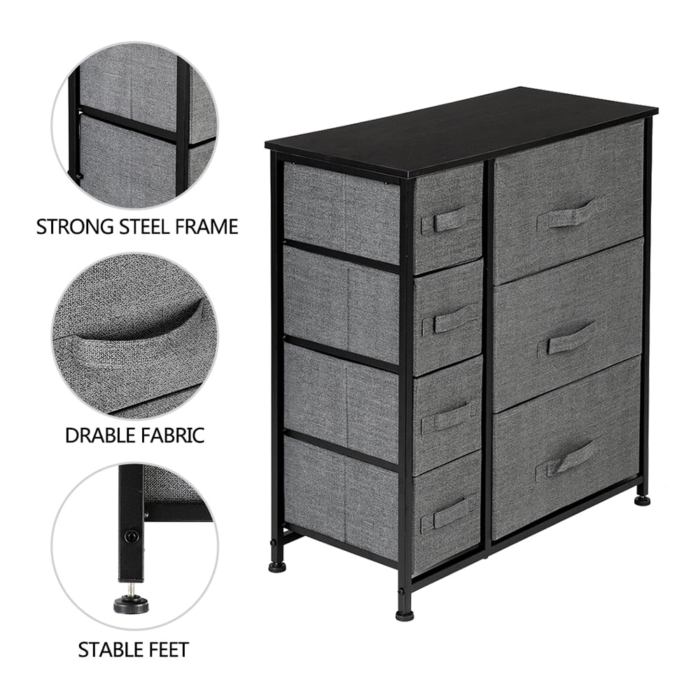 Gray 7 Drawer Fabric Dresser U40930