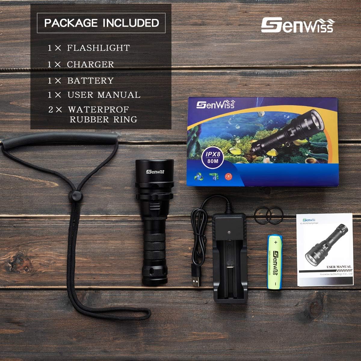 2000 Lumen Waterproof Underwater LED Dive Torch H747381