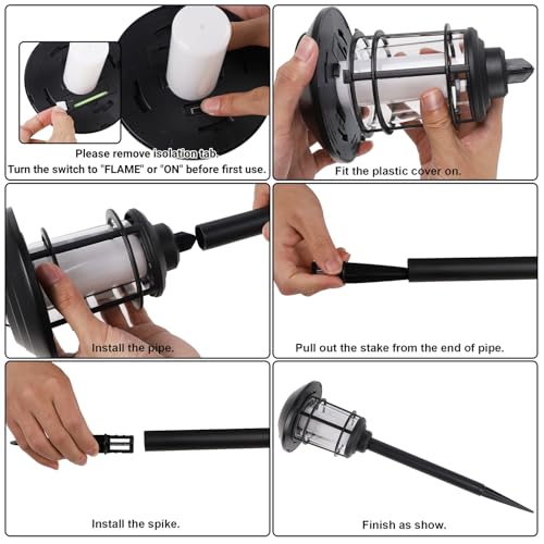 6 Pack Solar Flame Garden Lights Outdoor O9345