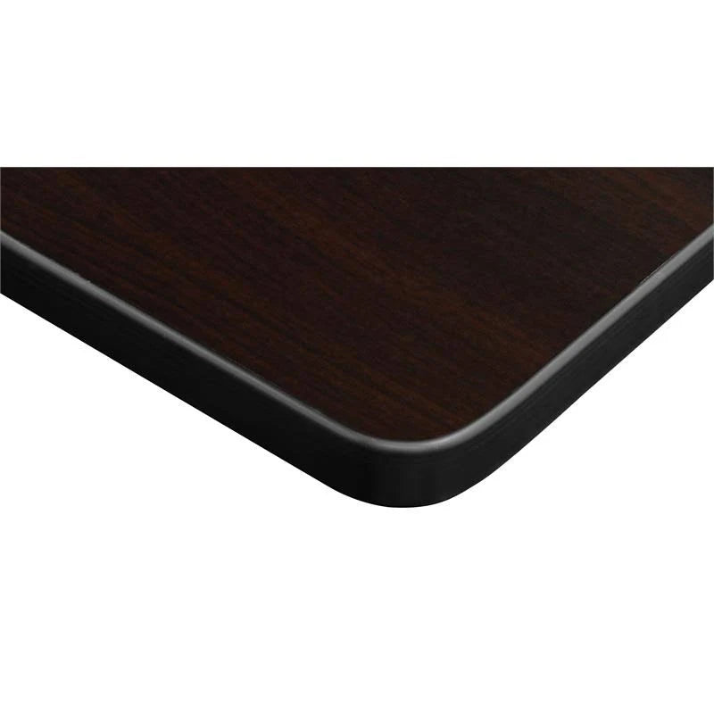 36x22 Square Breakroom Table Mocha Walnut Black S510082