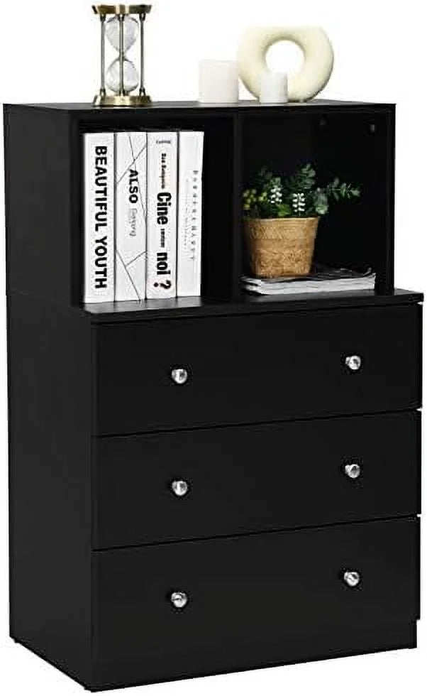 Black 3 Drawer 2 Cubby Dresser 24x16x37 Inch A81357