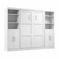White Full Murphy Bed with Closet Storage Y2404
