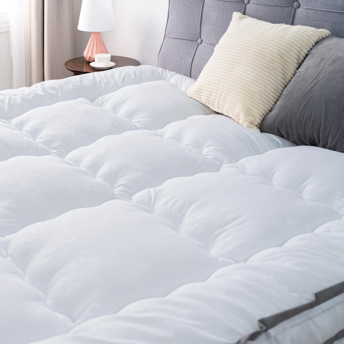 Queen Rose Cooling Plush Pillow Top Mattress Pad with Elastic band F755