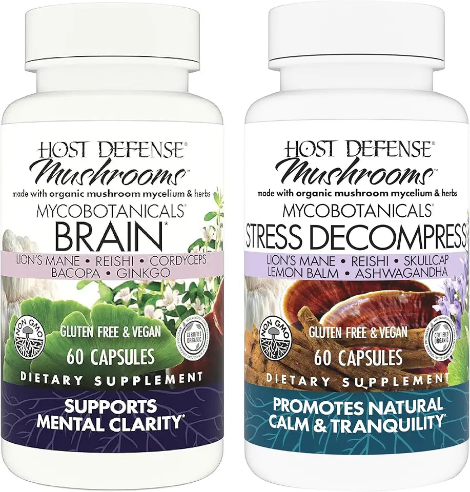 MycoBotanicals Brain & Stress Capsules, 60 Count D5179