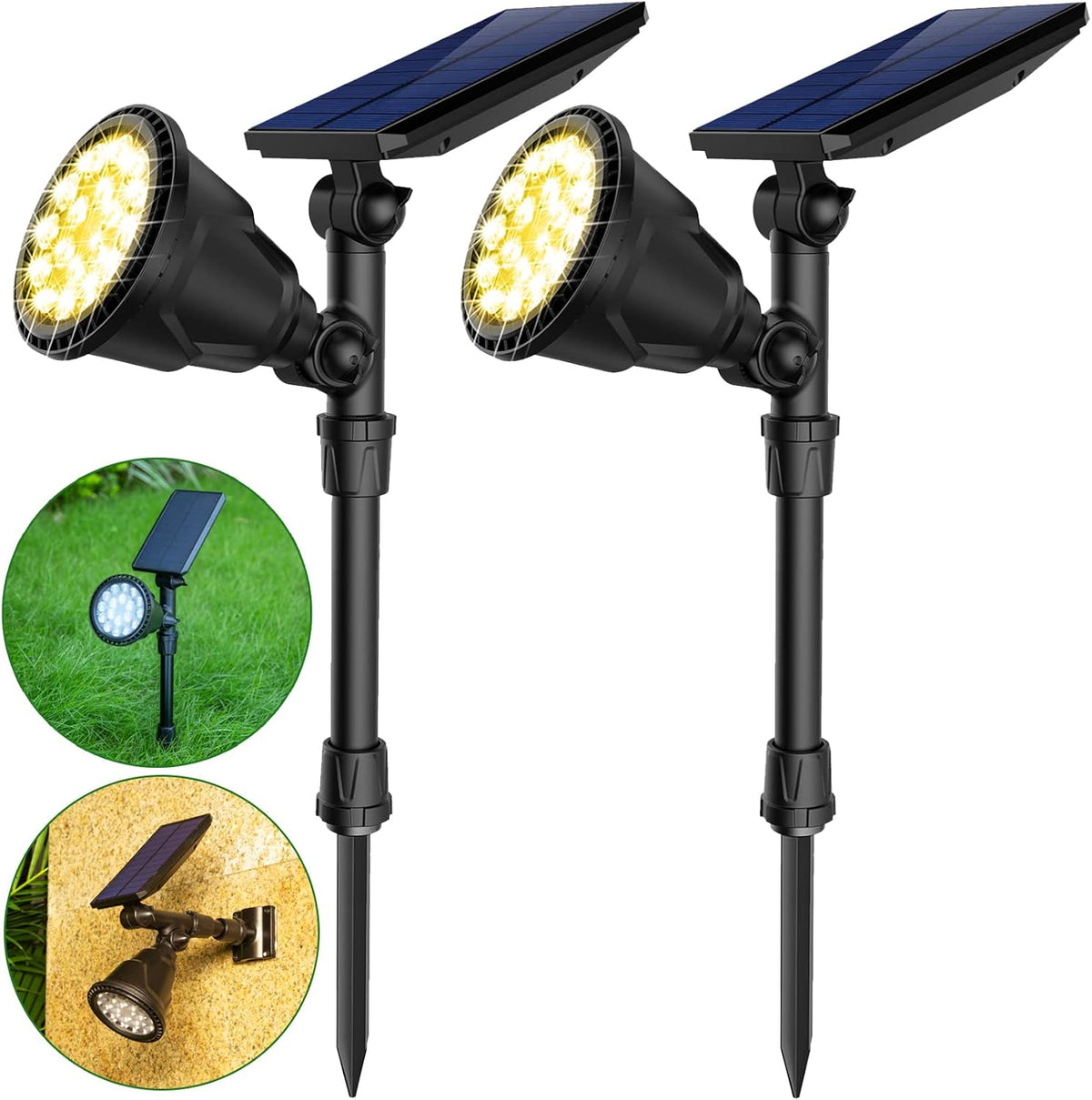600 Lumens IP65 Waterproof Solar Spotlights 4 Pack E797875