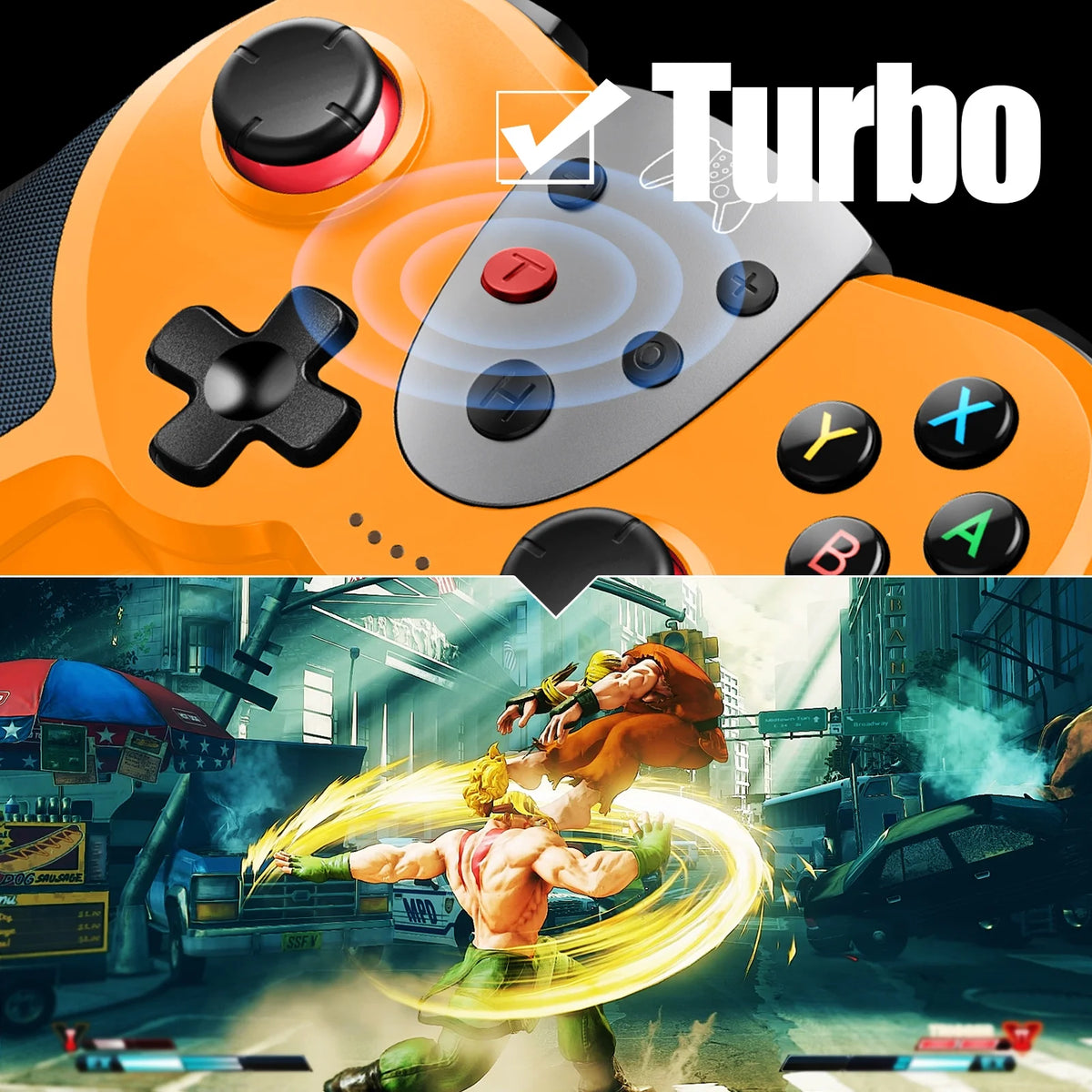 Wireless Controller with 4 Vibration Levels, Adjustable Turbo Speed, NFC Technology (Orange) J522523