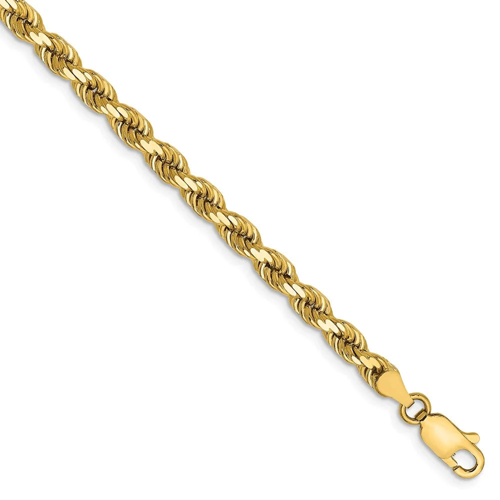 14kt Yellow Gold 4mm Diamond Cut Rope Chain with Lobster Clasp; 9 inch U326