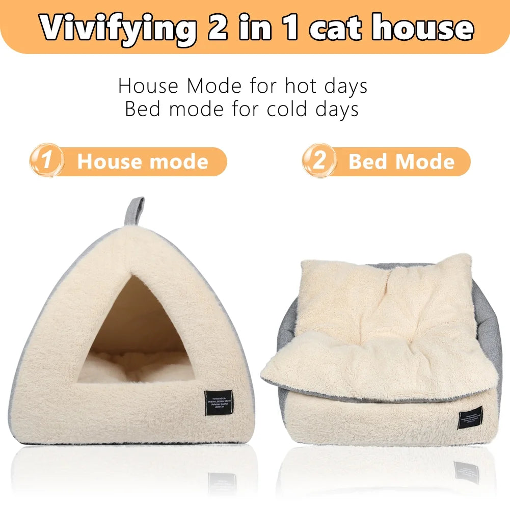 Cat Cave Bed with Removable Washable Cushioned Pillow I9969