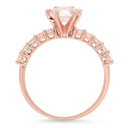 1.05 ct Round Cut Clear Simulated Diamond 18k Pink Rose Gold Engagement Ring Size 3.5 G989