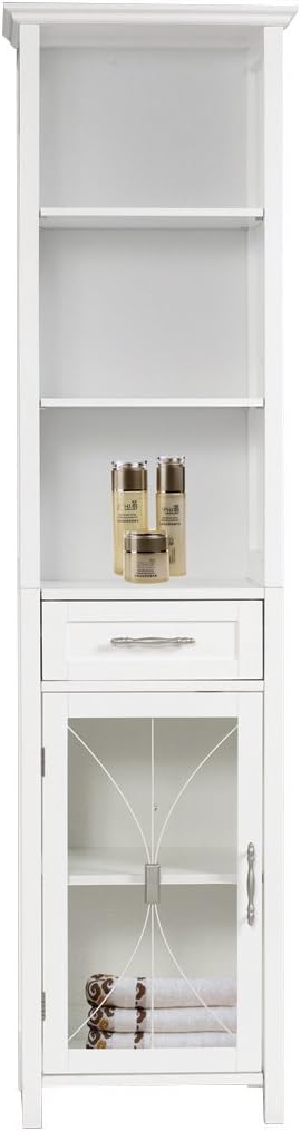 White Linen Cabinet with 1 Drawer and 3 Open Shelves G69468