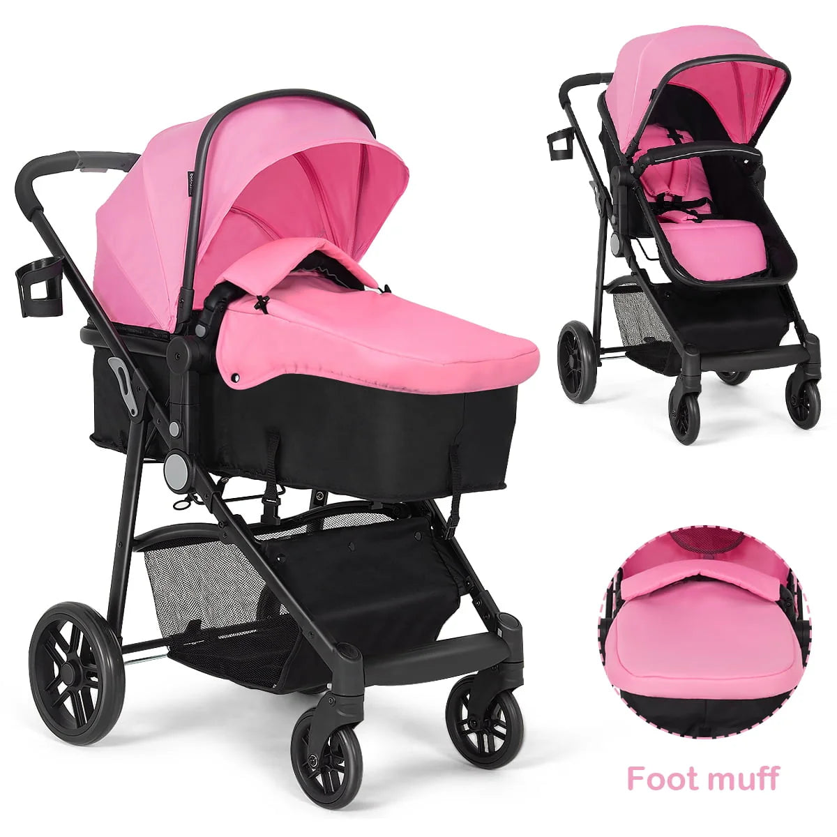 2 In 1 Foldable Baby Stroller Black V6655