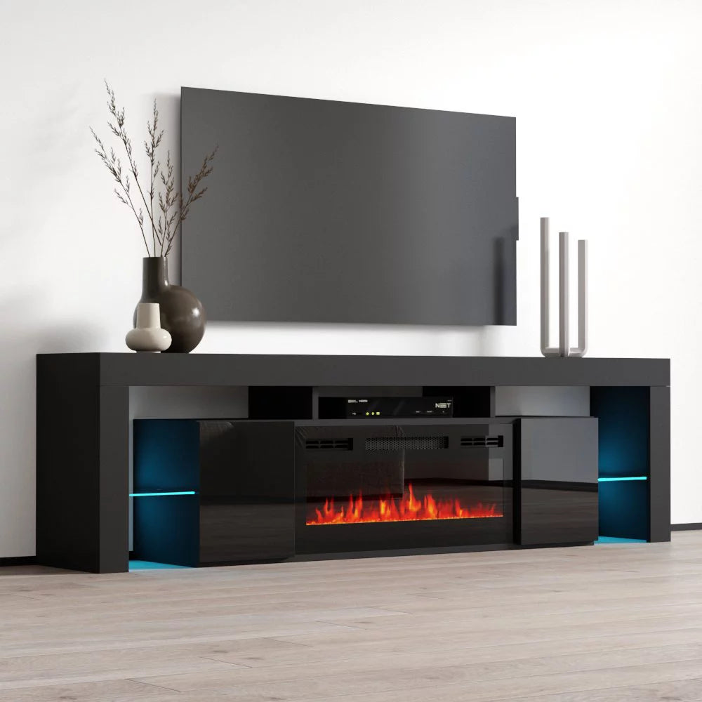 High Gloss Fireplace TV Stand with Storage Cabinets L634018