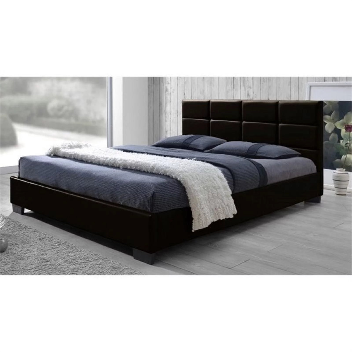 Upholstered Queen Leather Platform Bed U6338