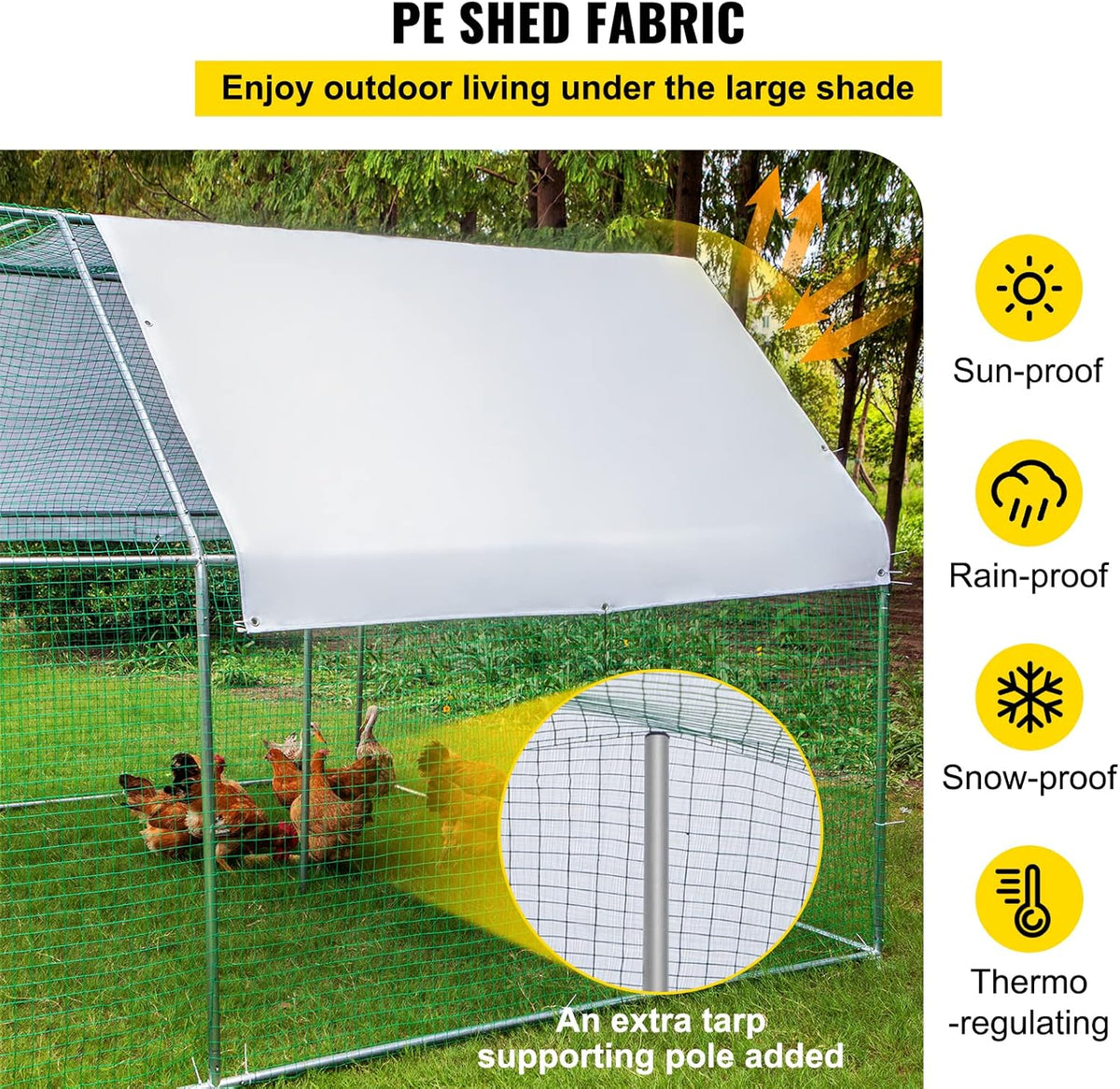 Large Metal Chicken Coop with Run, 12.8x9.8x6.5ft Z30327