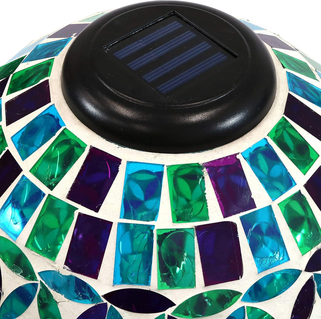 Blue 10-Inch Glass Mosaic Gazing Globe with Solar Light O94156