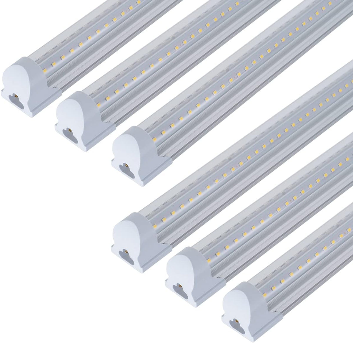 6 Pack 4FT 40W Integrated V Shaped LED Shop Light, Linkable White Daylight 6000k, On/Off Switch Cable Clear Cover H711847