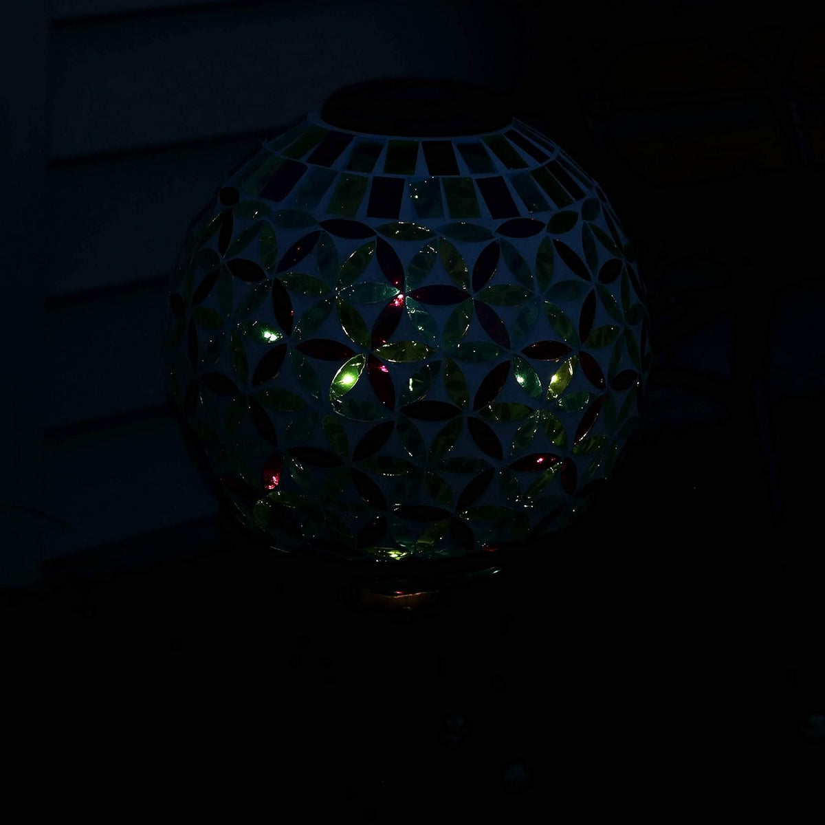 Blue 10-Inch Glass Mosaic Gazing Globe with Solar Light O94156
