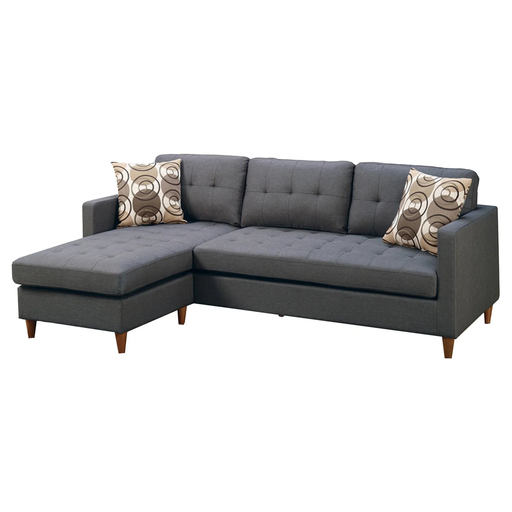 Gray 2 Piece Polyfiber Sectional with Pillows K31661