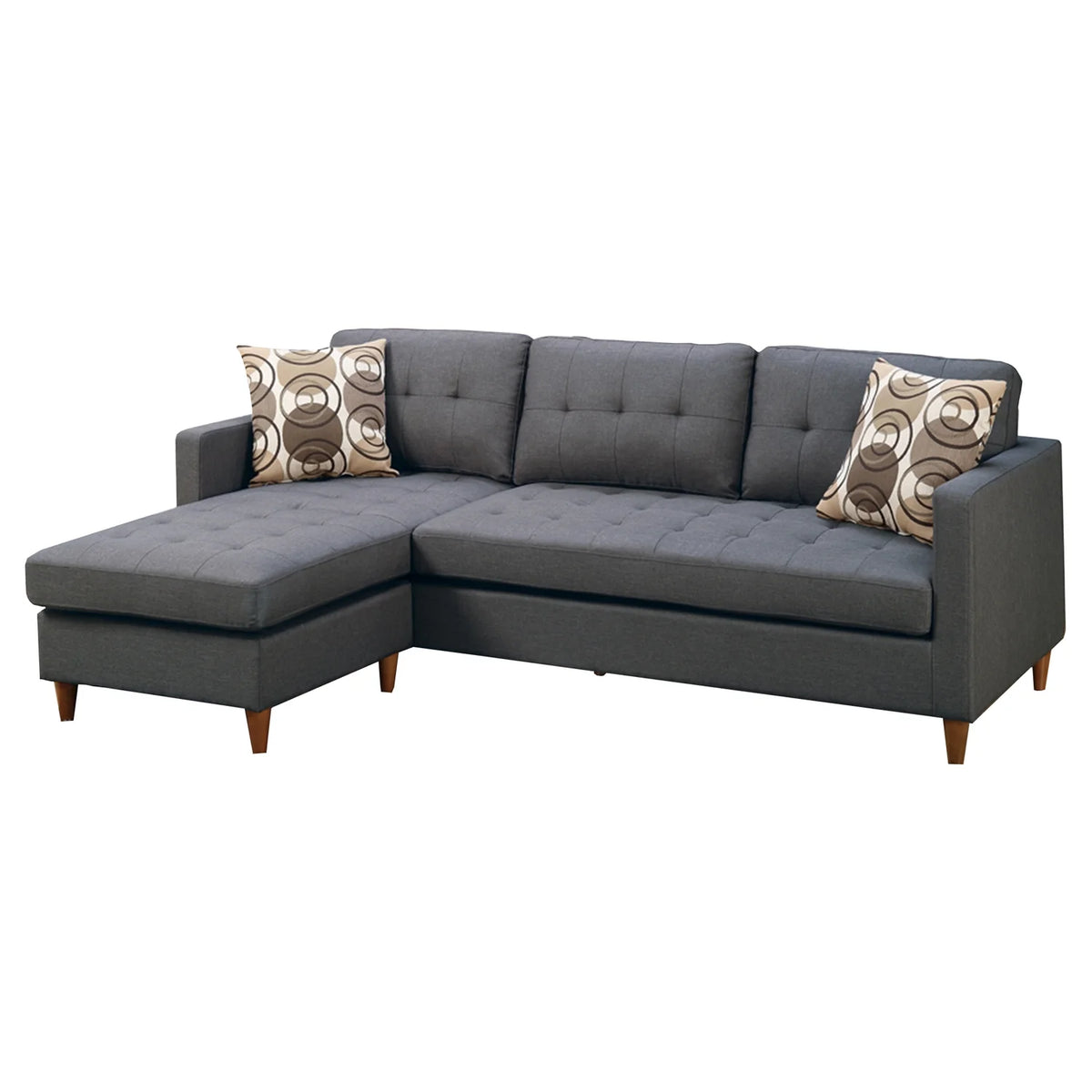 Gray 2 Piece Polyfiber Sectional with Pillows K31661