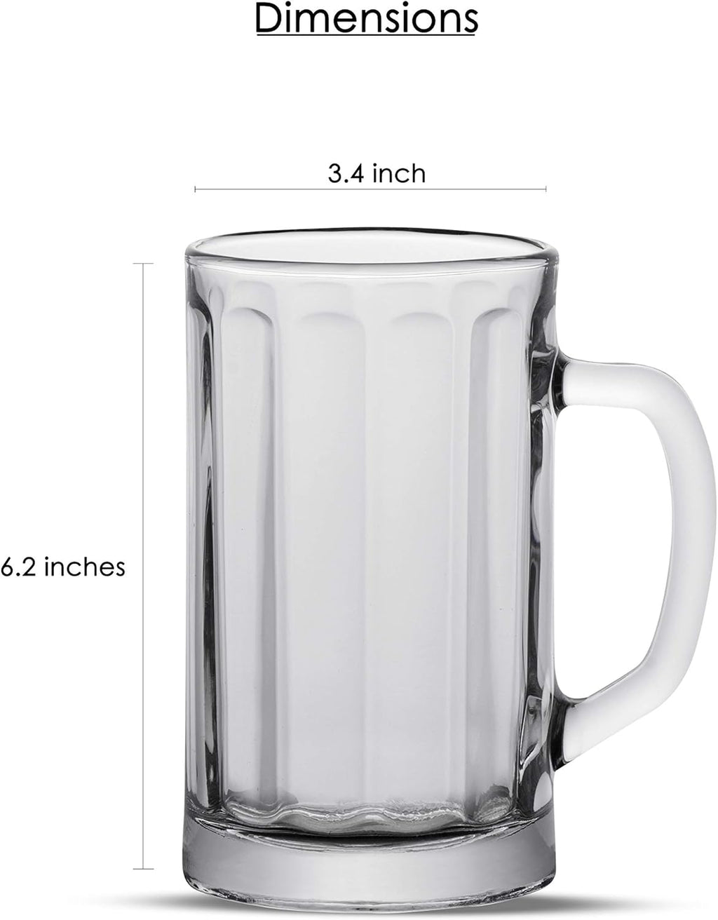17 Ounce Clear Beer Mugs, Set of 6 S9862