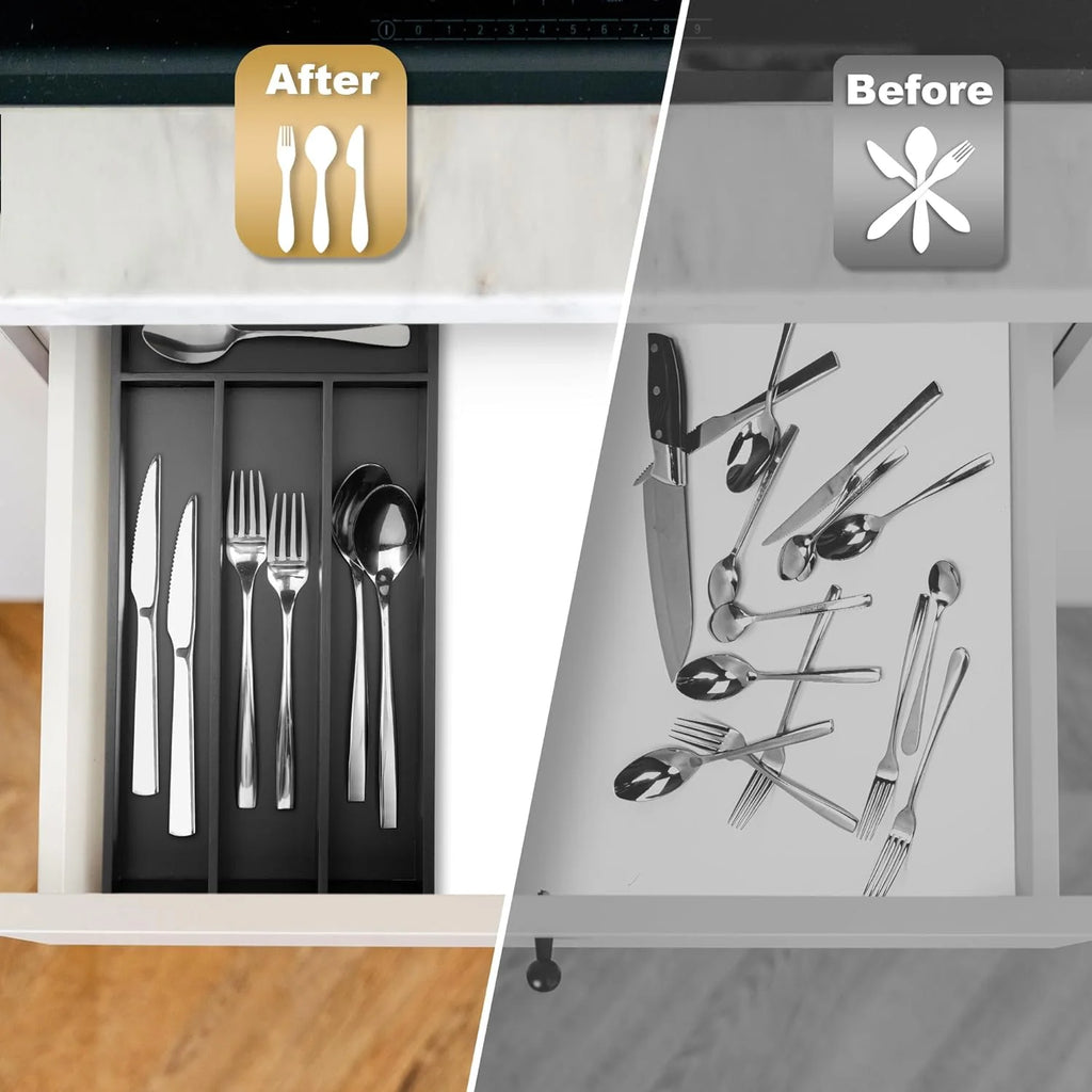 4 Slot Acacia Silverware Drawer Organizer U2505