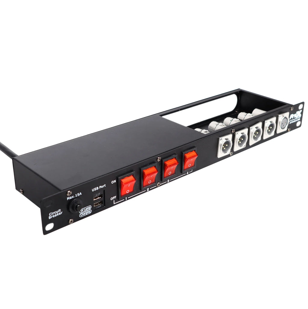 1U 15Amp Circuit 4CH Switch Panel with 2 USB and 5 Punched Space X849768