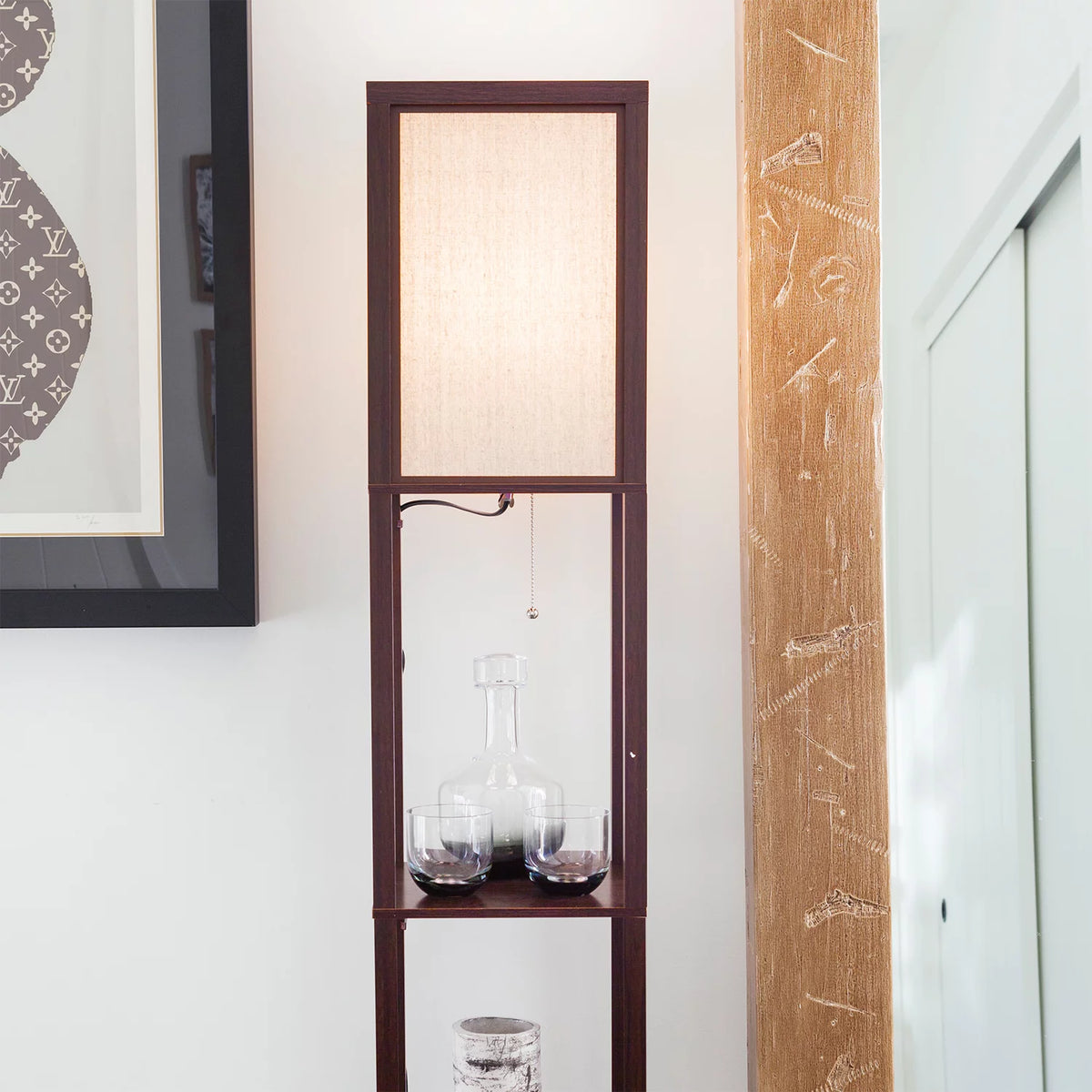 Standing Tower Floor Lamp with Shelves N121747