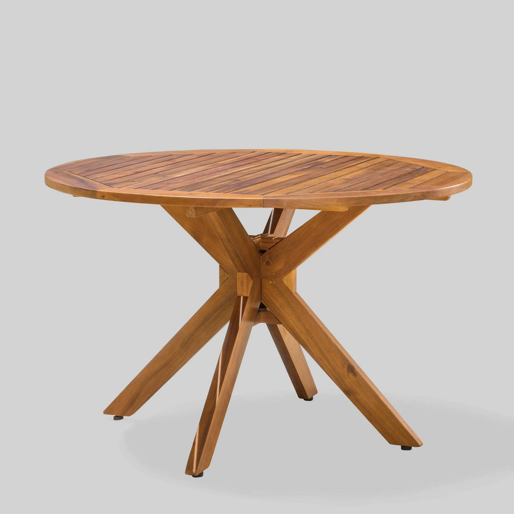 Brown Acacia Wood Round Dining Table G417045