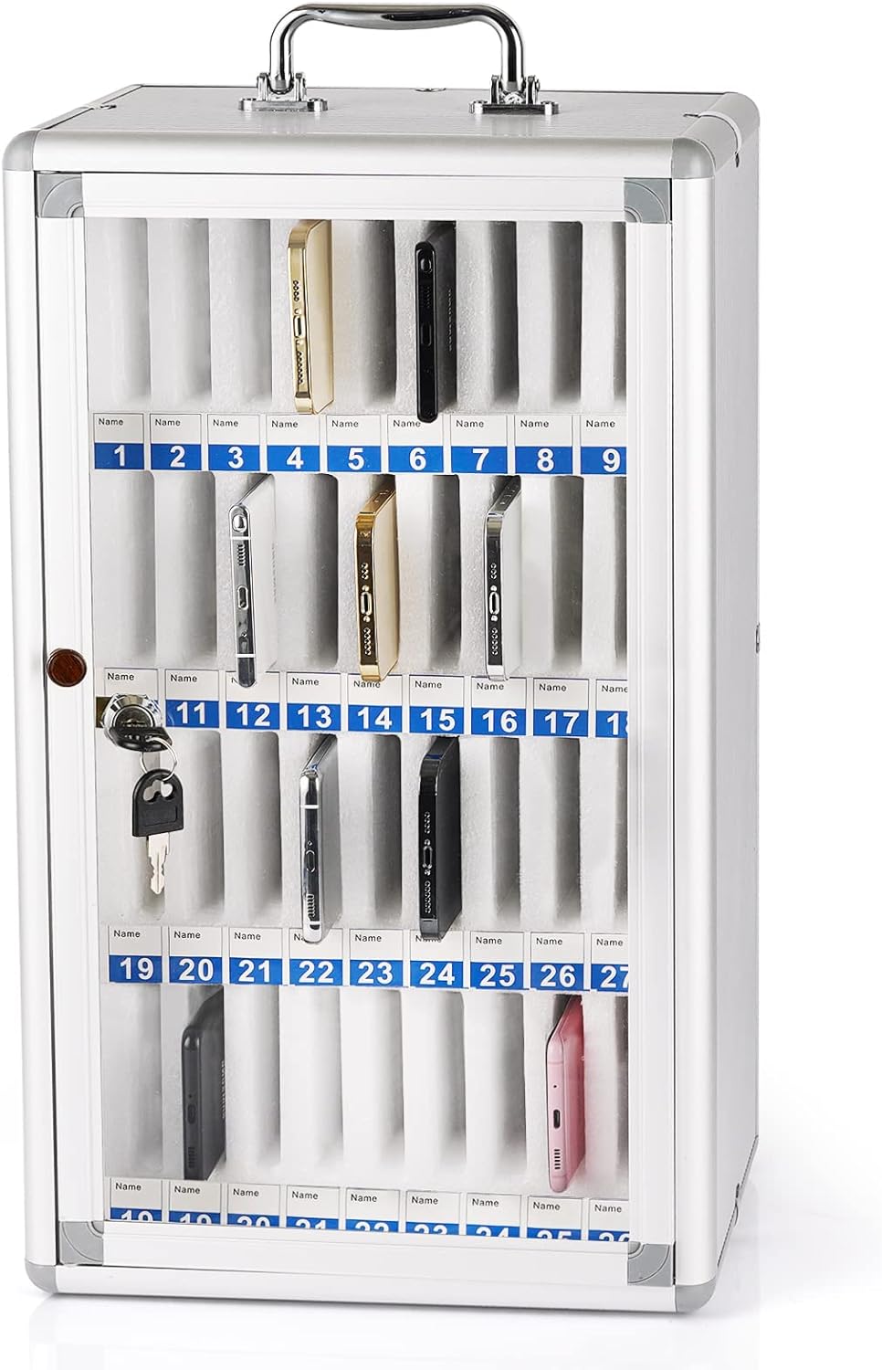 36 Slots Aluminum Alloy Pocket Chart Storage Cabinet with Locked V725