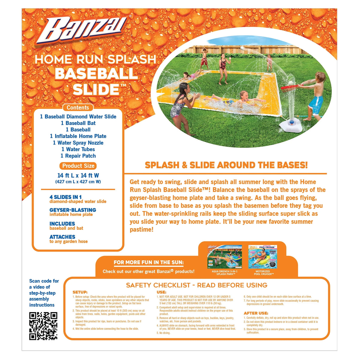 Kids 14 Feet x 14 Feet Baseball Slide I18173