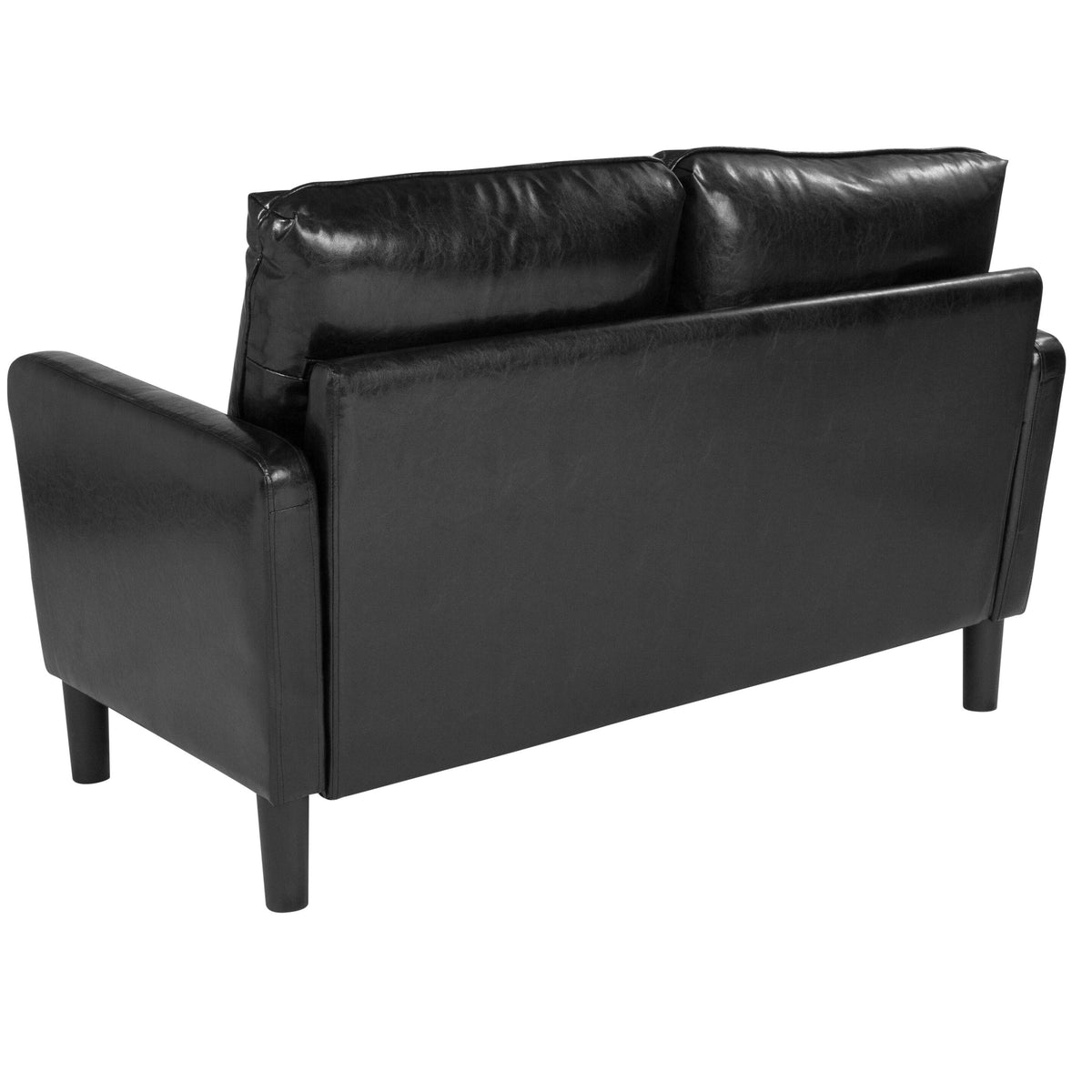 Brown Leather Straight Arm Loveseat S6862