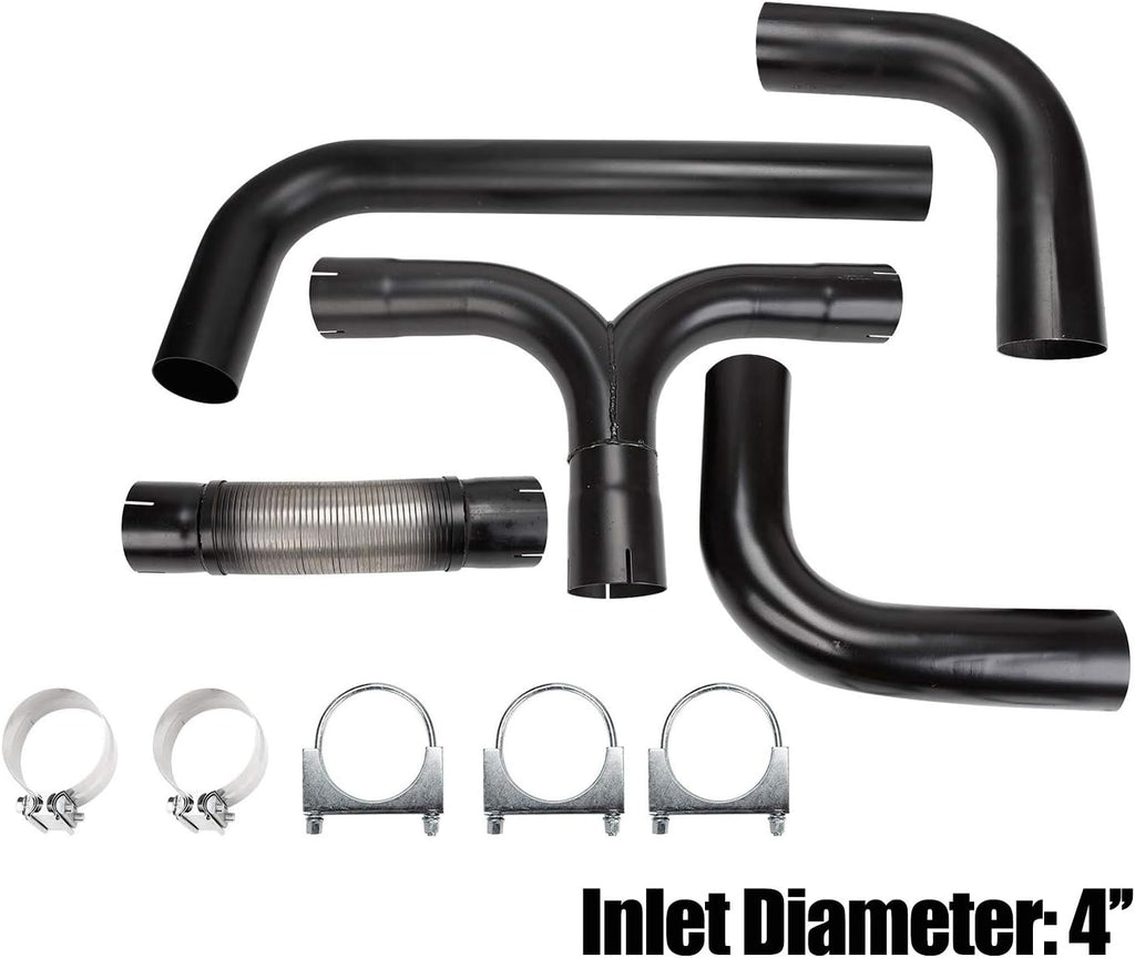 Black Stainless Steel 4'' Universal T Pipe Kit Dual Smoker Exhaust Stack System C335