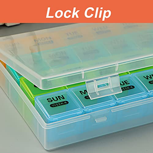 Monthly Pill Organizer 1 Time a Day with DustProof Case, Extra Large 4 Weeks Pill Box, 28 Days Pill Container, Weekly Vitamin Case, Daily Medicine Organizer X4657